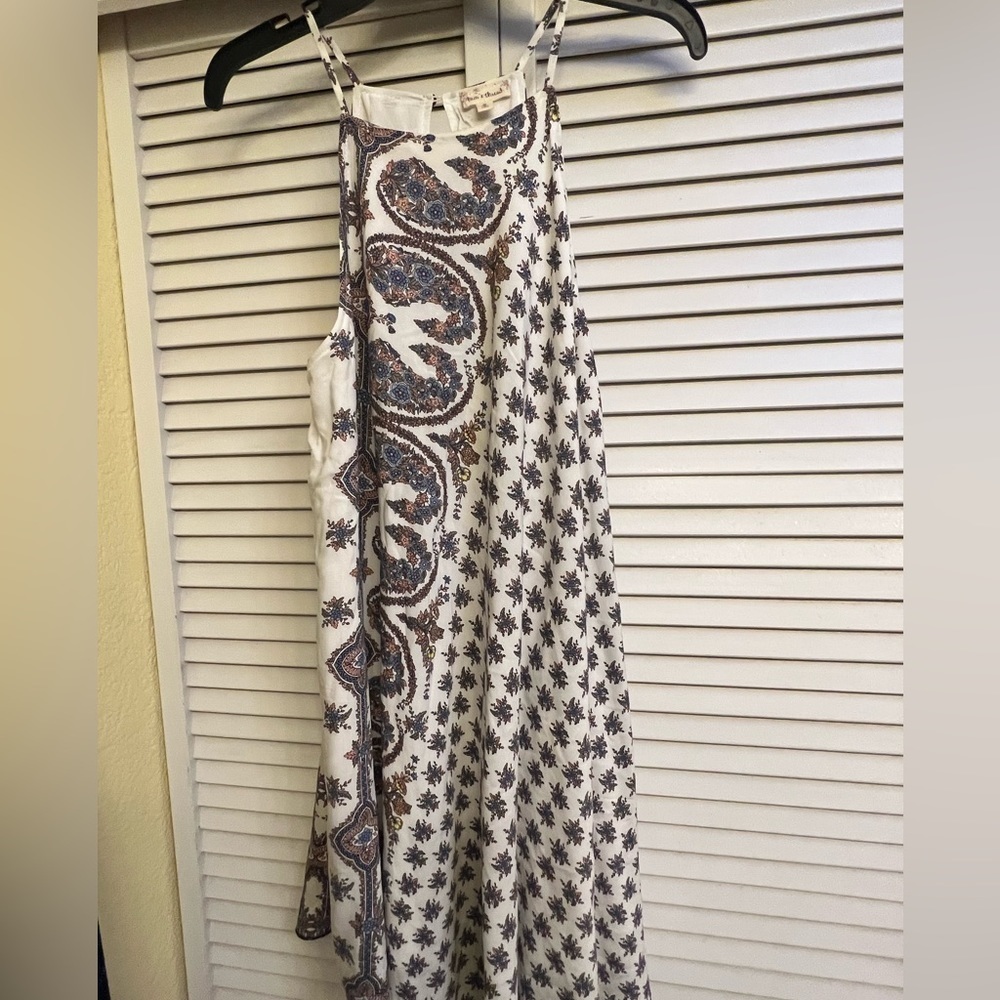 Hem & Thread Women’s Sz M Beautiful White & Blue Short Summer Tank Dress